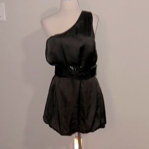 Silk like one shoulder dress